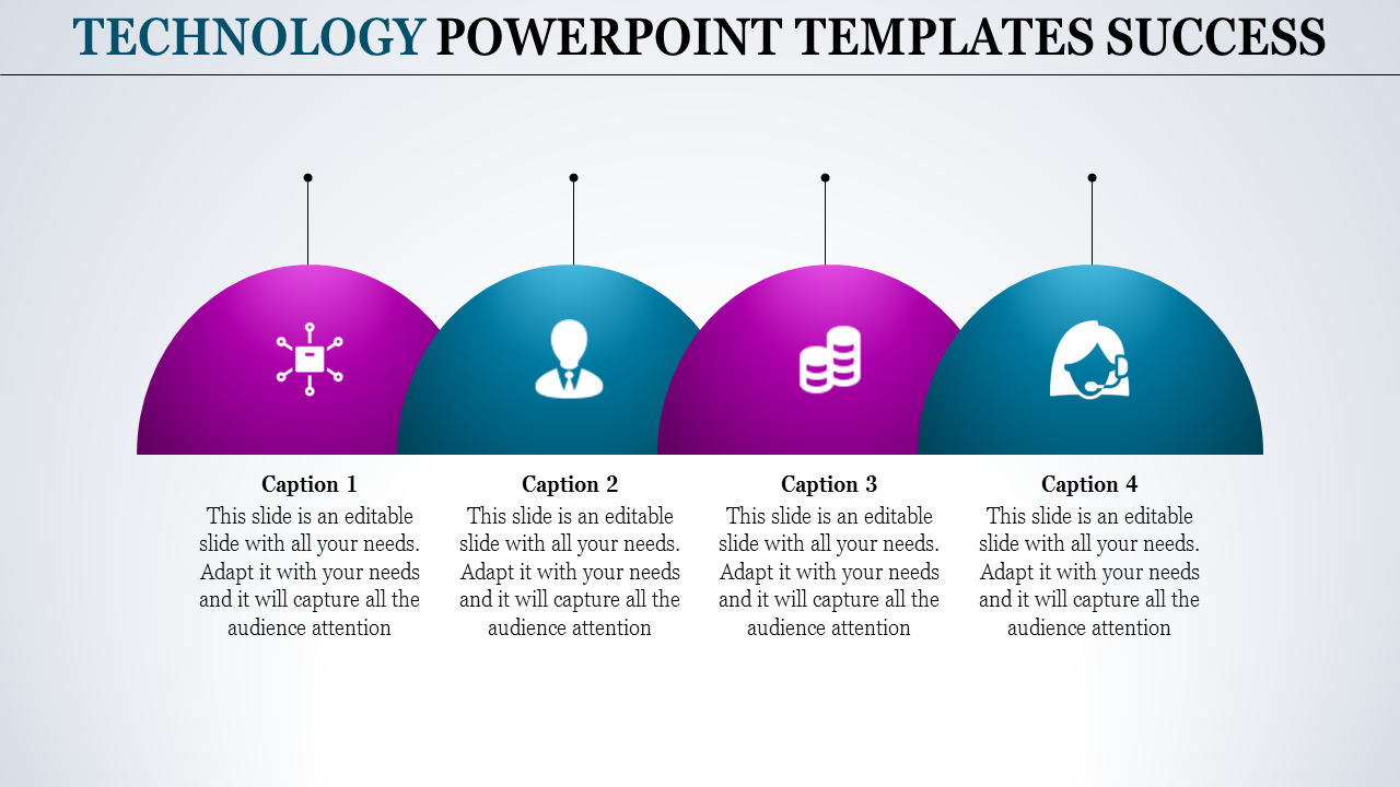 Free - Multicolor Technology PowerPoint Templates With Four Node